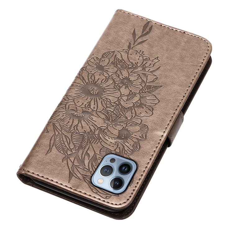  iPhone 15 Pro Max Fodral Fjäril Tryck Grå