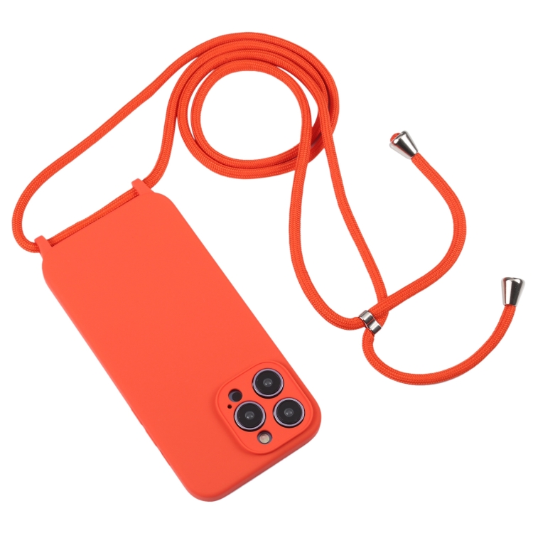  iPhone 15 Pro Max Skal Silikon Med Snöre Orange