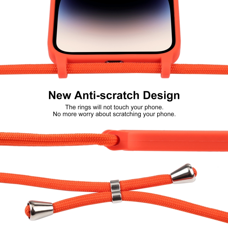  iPhone 15 Pro Max Skal Silikon Med Snöre Orange