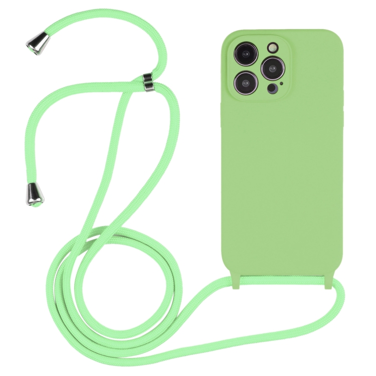  iPhone 15 Pro Max Skal Silikon Med Snöre Matcha Green