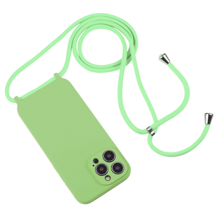  iPhone 15 Pro Max Skal Silikon Med Snöre Matcha Green