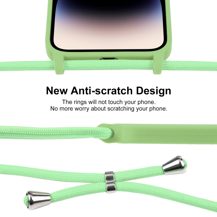  iPhone 15 Pro Max Skal Silikon Med Snöre Matcha Green