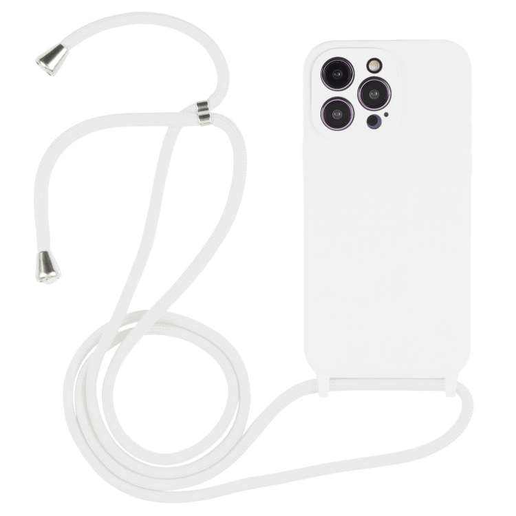  iPhone 15 Pro Max Skal Silikon Med Snöre Vit