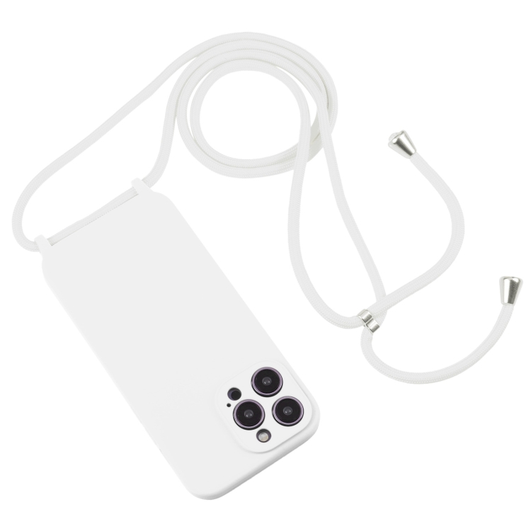  iPhone 15 Pro Max Skal Silikon Med Snöre Vit