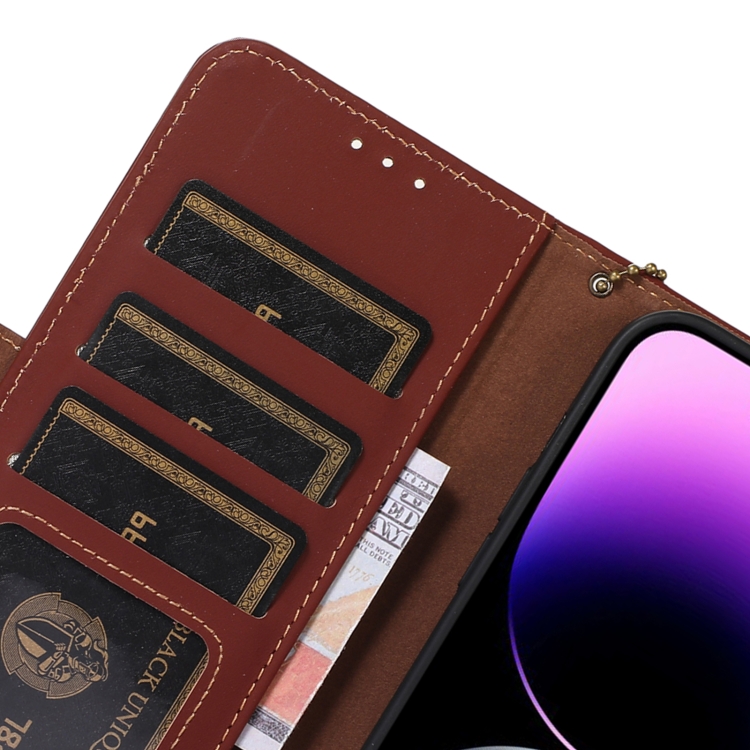  iPhone 15 Pro Max Fodral RFID Äkta Läder Brun