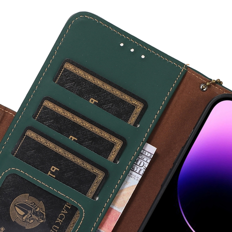  iPhone 15 Pro Max Fodral RFID Äkta Läder Grön