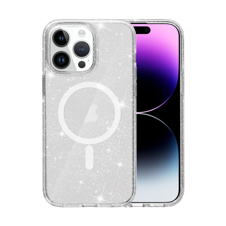  iPhone 15 Pro Max Skal MagSafe Glitter Transparent