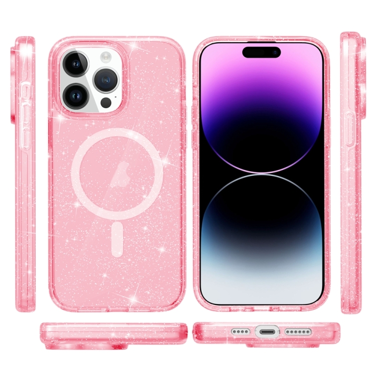  iPhone 15 Pro Max Skal MagSafe Glitter Rosa