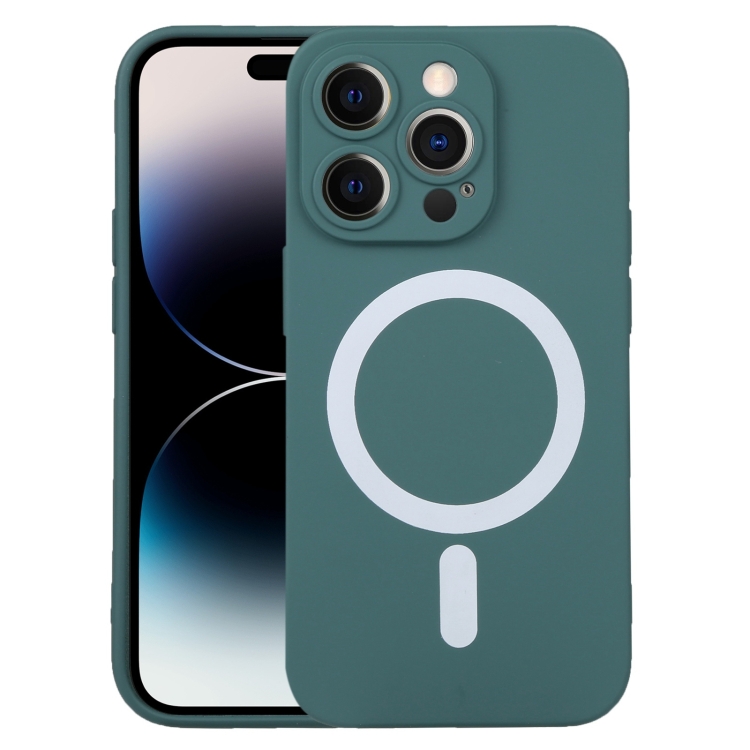  iPhone 15 Pro Max Skal MagSafe Liquid Silikon Mörk Grön