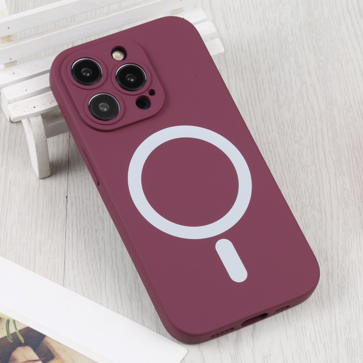  iPhone 15 Pro Max Skal MagSafe Liquid Silikon Vinröd