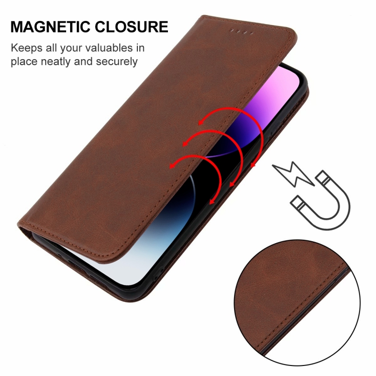  iPhone 15 Pro Max Fodral Flip Läder Brun