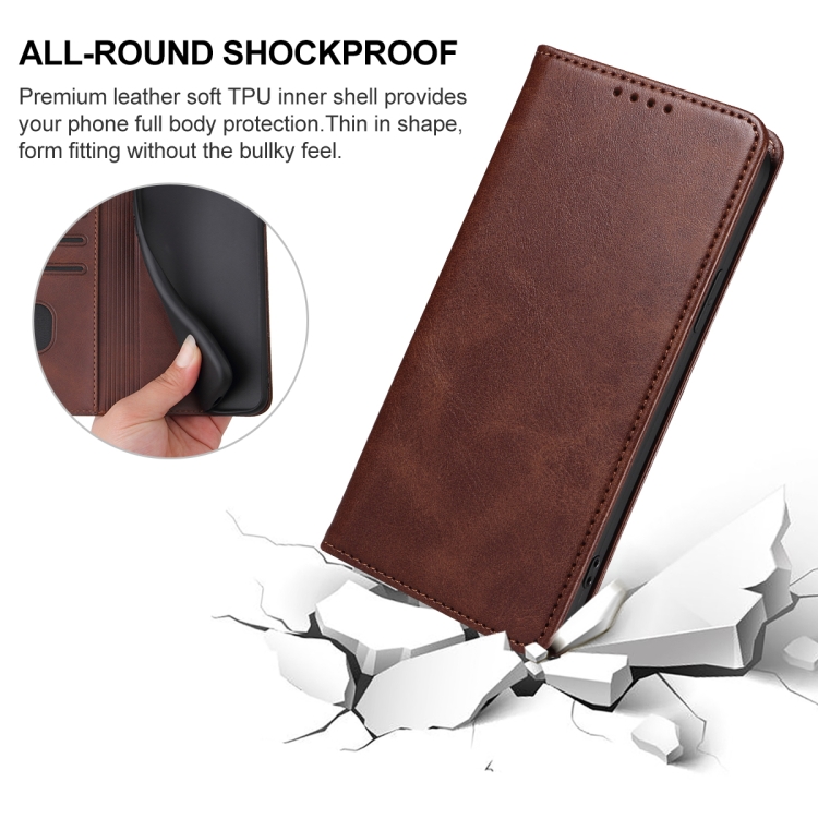  iPhone 15 Pro Max Fodral Flip Läder Brun