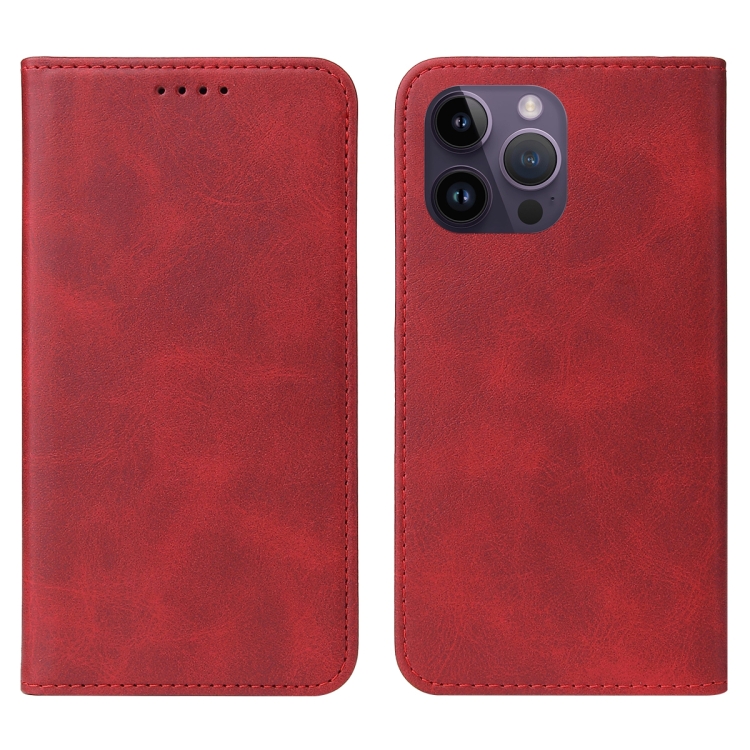  iPhone 15 Pro Max Fodral Flip Läder Röd