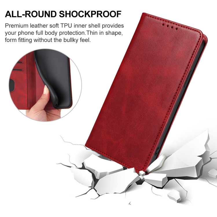  iPhone 15 Pro Max Fodral Flip Läder Röd
