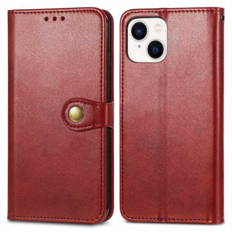  iPhone 15 Pro Max Fodral Retro Läder Röd