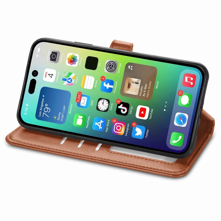  iPhone 15 Pro Max Fodral Retro Läder Brun