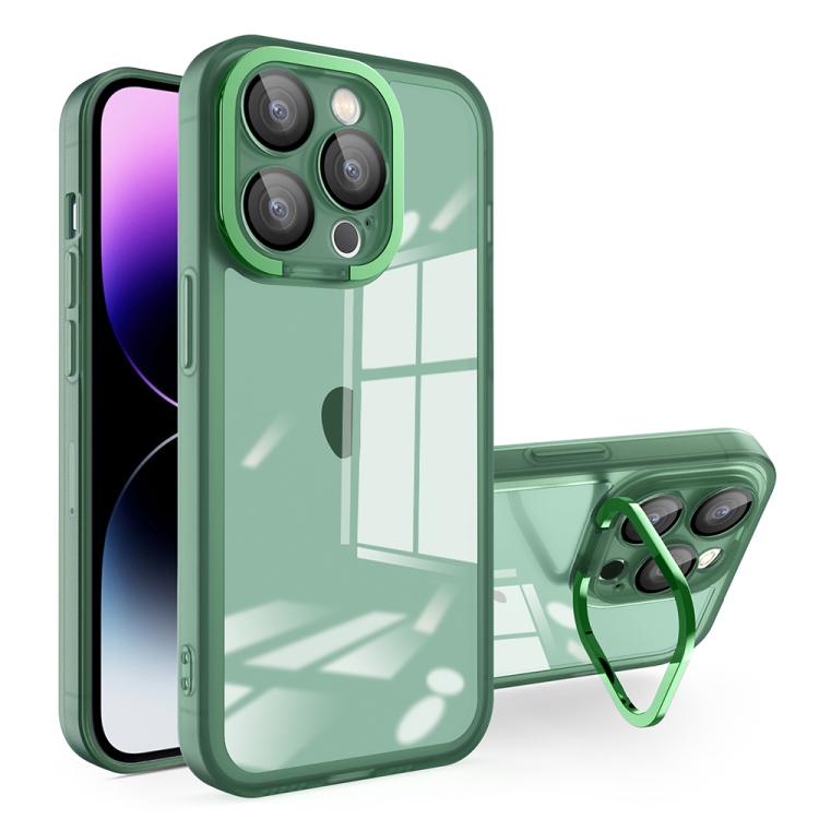  iPhone 15 Pro Skal Cam Kickstand Hybrid Mörk Grön