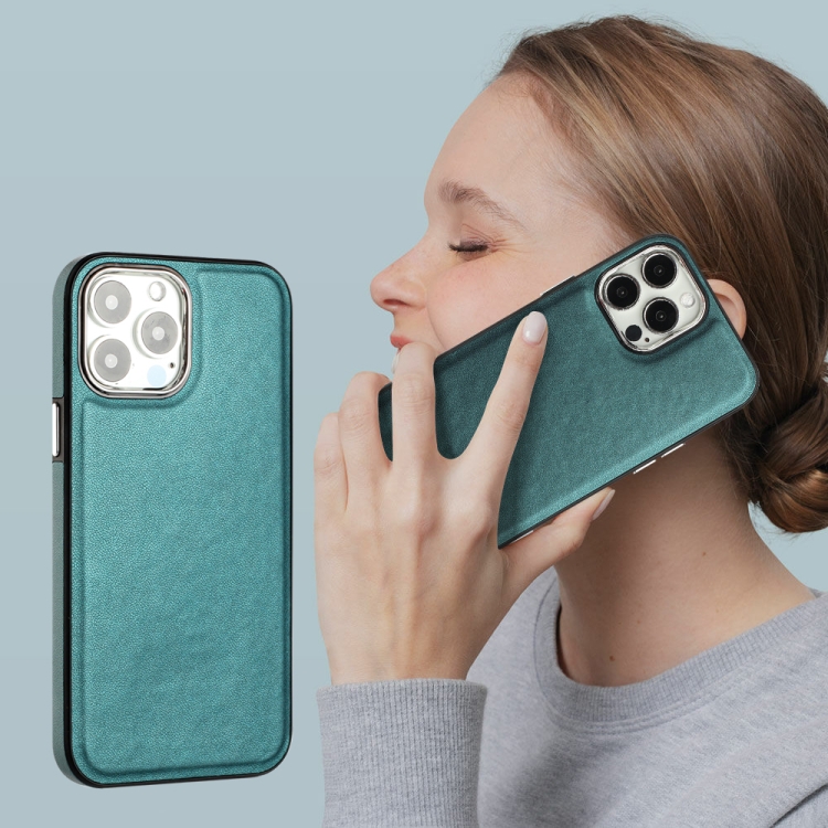  iPhone 15 Pro Skal Läderbelagt Grön