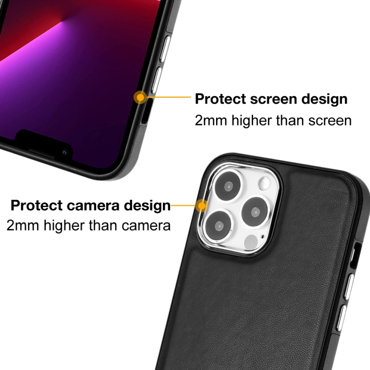  iPhone 15 Pro Skal Läderbelagt Svart