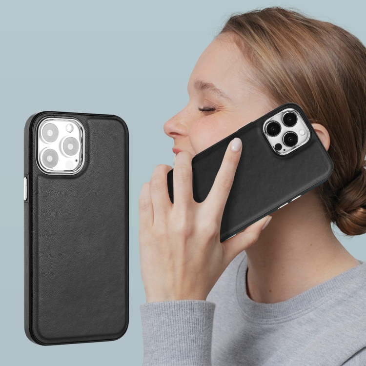  iPhone 15 Pro Skal Läderbelagt Svart