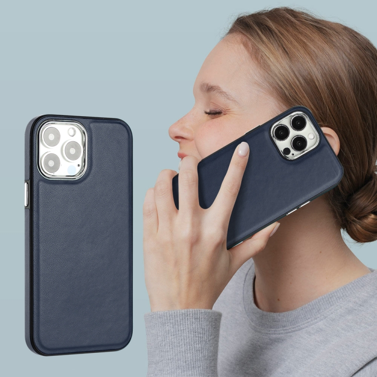  iPhone 15 Pro Skal Läderbelagt Blå