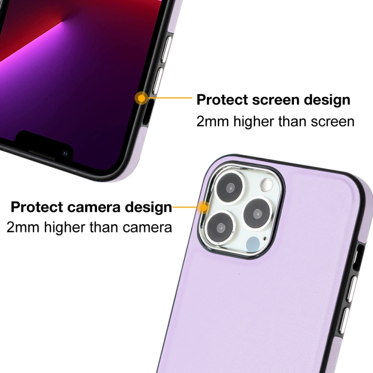  iPhone 15 Pro Skal Läderbelagt Lila