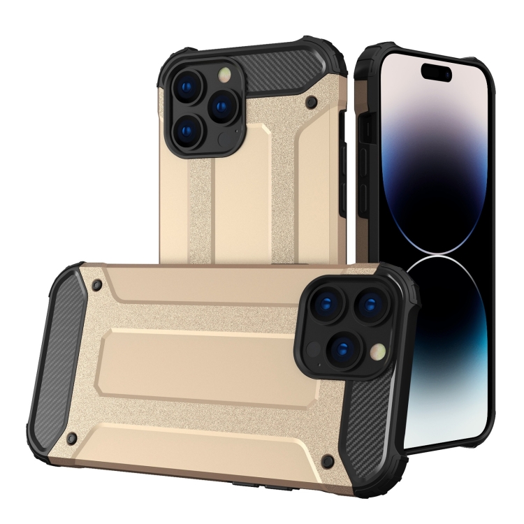  iPhone 15 Pro Skal Shockproof Armor Hybrid Guld