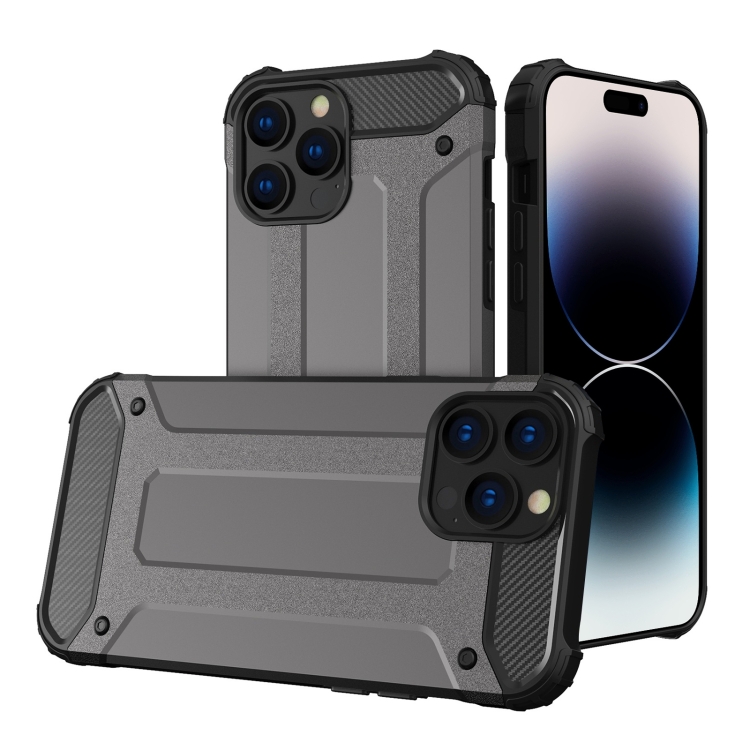  iPhone 15 Pro Skal Shockproof Armor Hybrid Grå