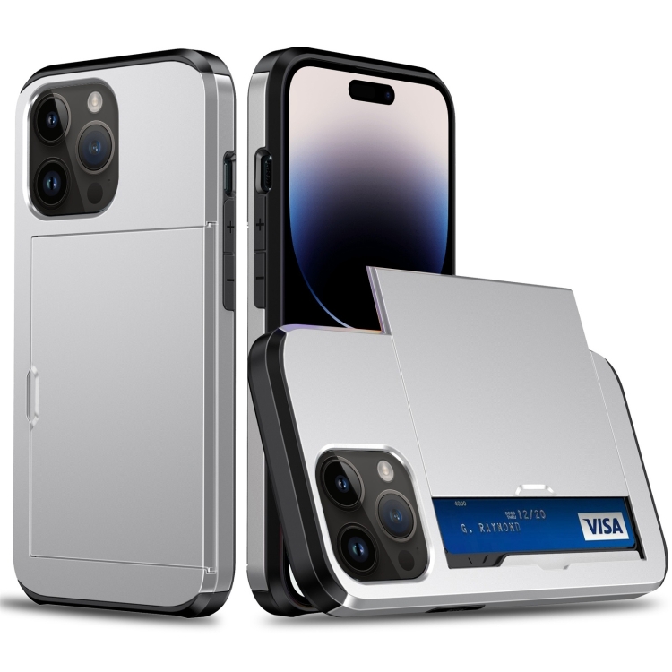  iPhone 15 Pro Skal Med Kortfack Silver