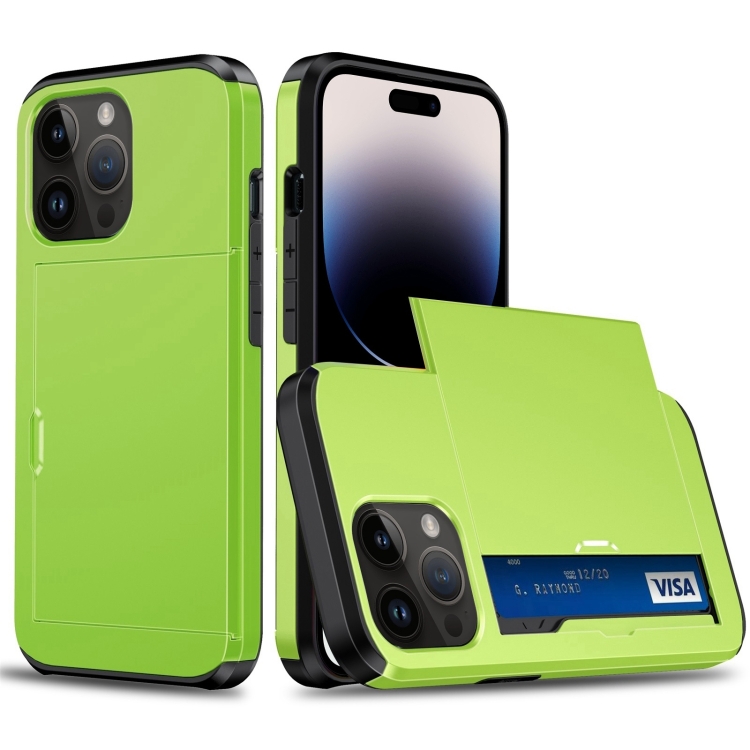  iPhone 15 Pro Skal Med Kortfack Grön