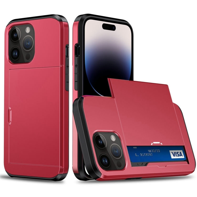  iPhone 15 Pro Skal Med Kortfack Röd