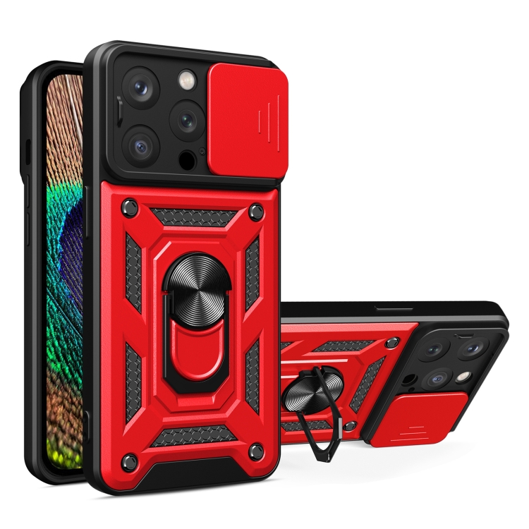  iPhone 15 Pro Skal CamShield Hybrid Ring Röd