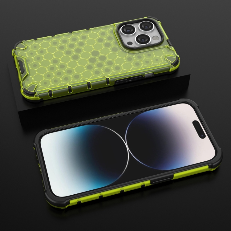  iPhone 15 Pro Skal Honeycomb Shockproof Grön