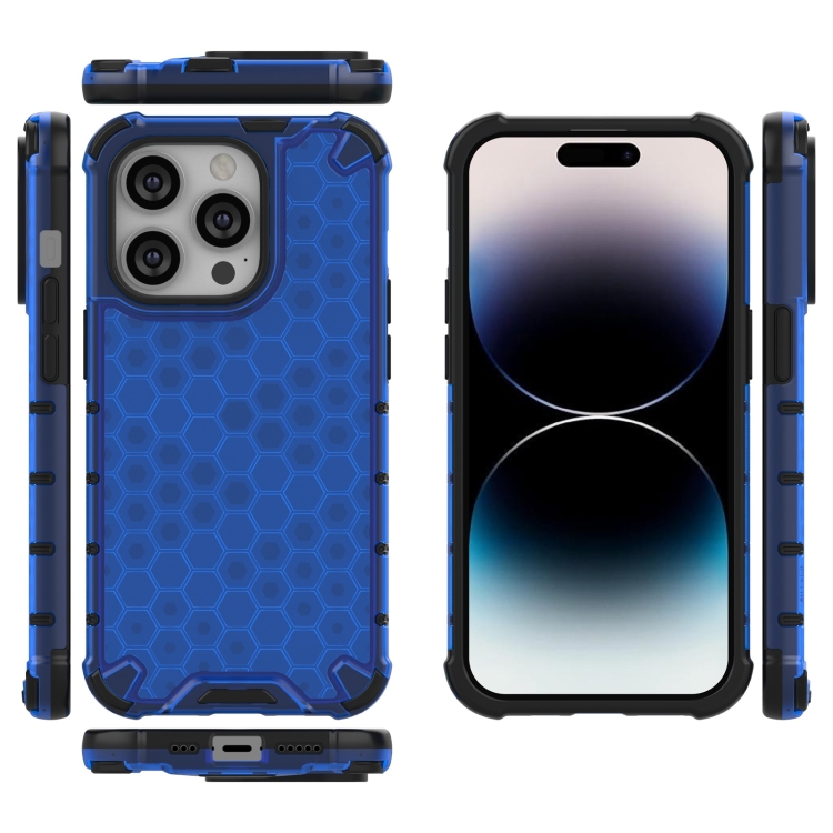  iPhone 15 Pro Skal Honeycomb Shockproof Blå