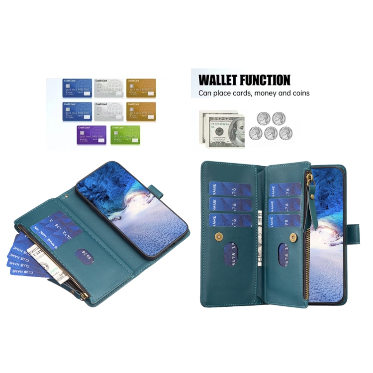  iPhone 15 Pro Fodral 9-Kort Multifunktionell Grön