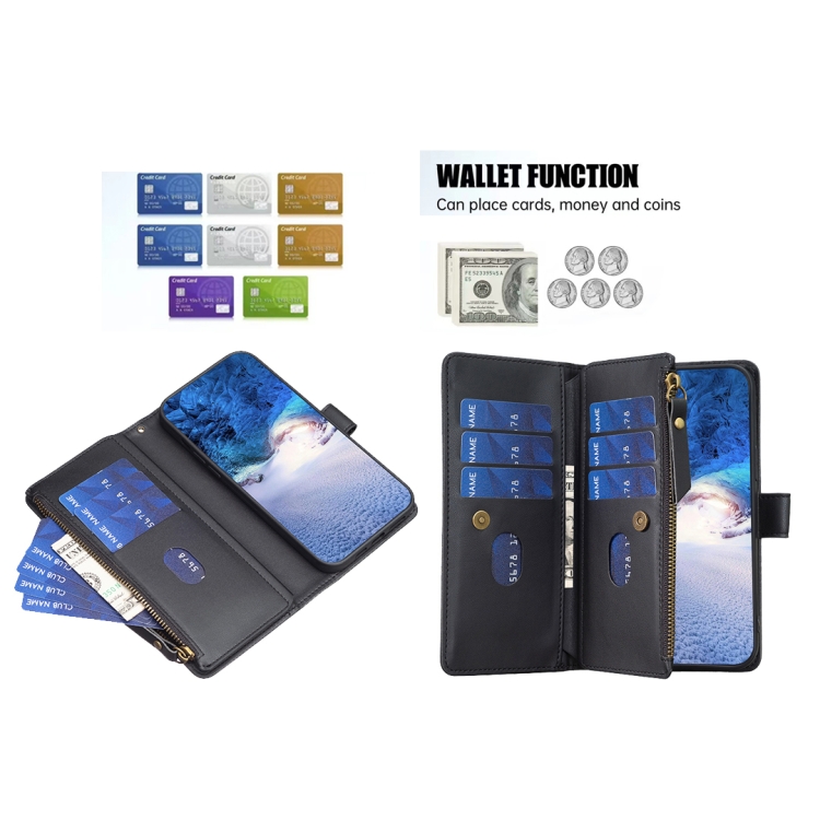  iPhone 15 Pro Fodral 9-Kort Multifunktionell Svart