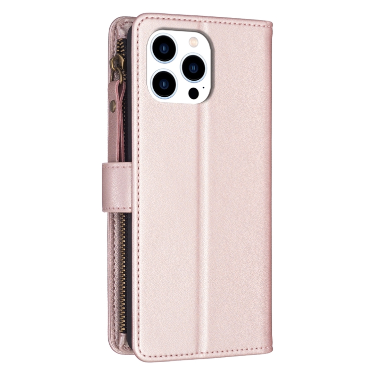  iPhone 15 Pro Fodral 9-Kort Multifunktionell Roséguld