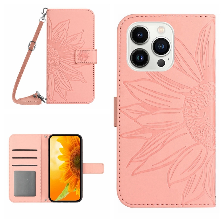  iPhone 15 Pro Fodral Solros Tryck Rosa