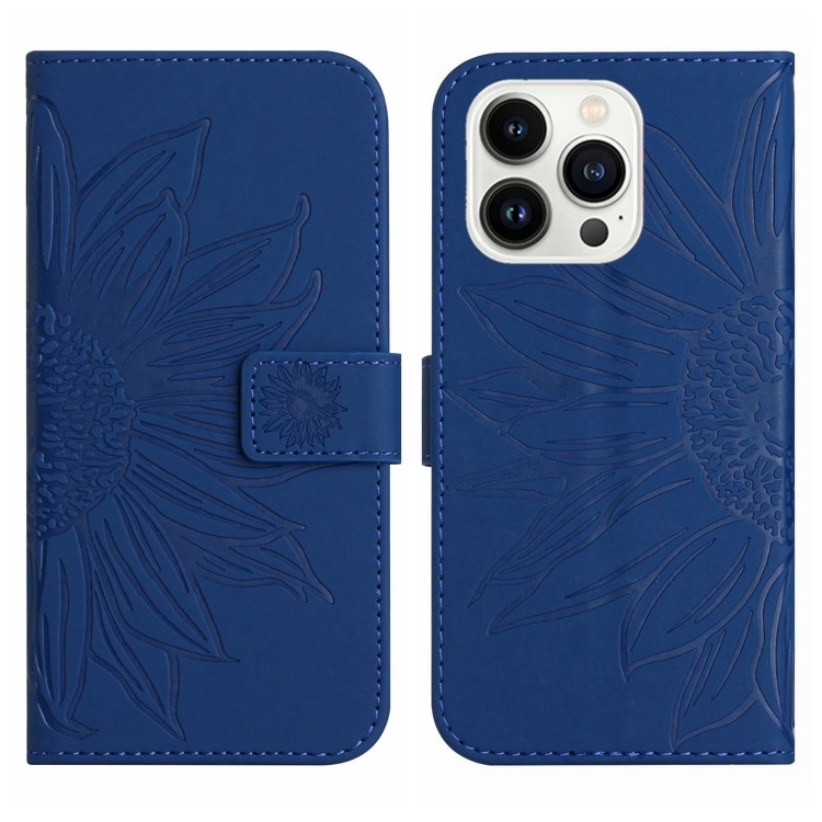  iPhone 15 Pro Fodral Solros Tryck Mörk Blå