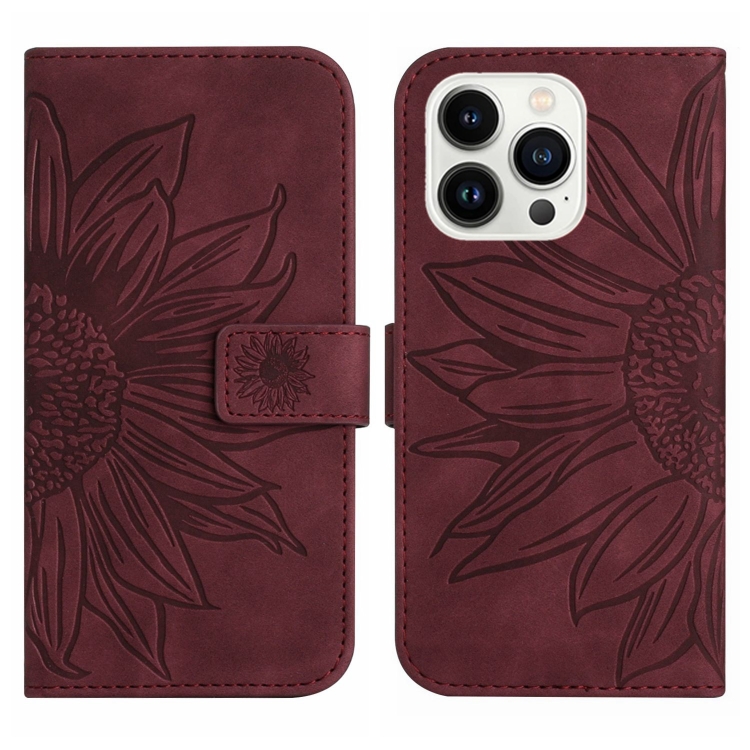  iPhone 15 Pro Fodral Solros Tryck Vinröd