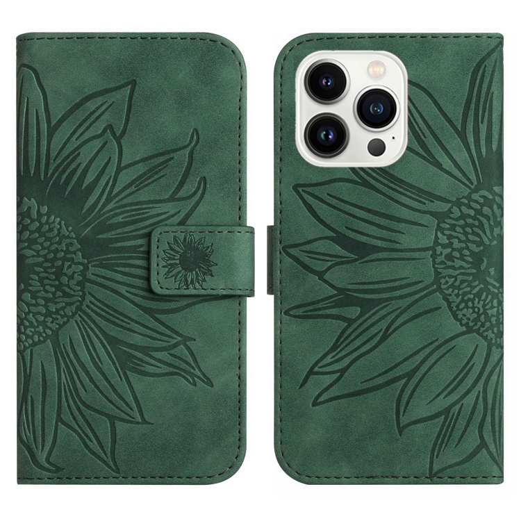  iPhone 15 Pro Fodral Solros Tryck Grön