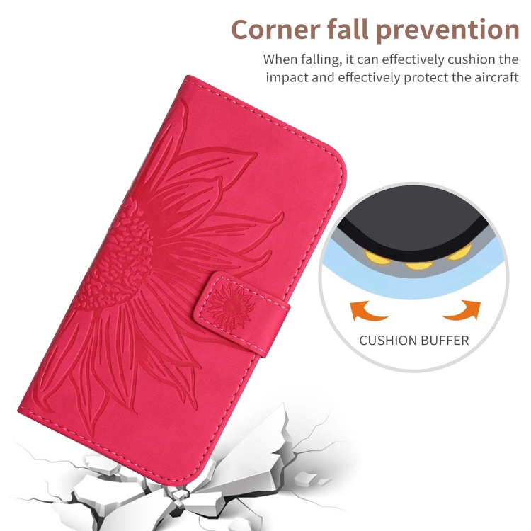  iPhone 15 Pro Fodral Solros Tryck Rosaröd