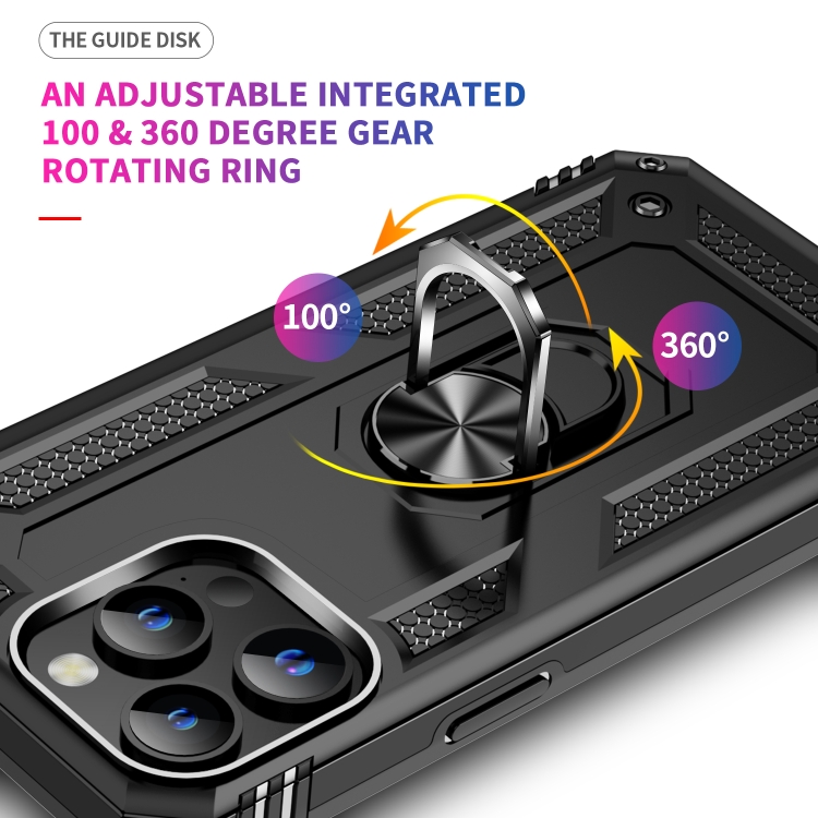  iPhone 15 Pro Skal Hybrid Armor Ring Svart