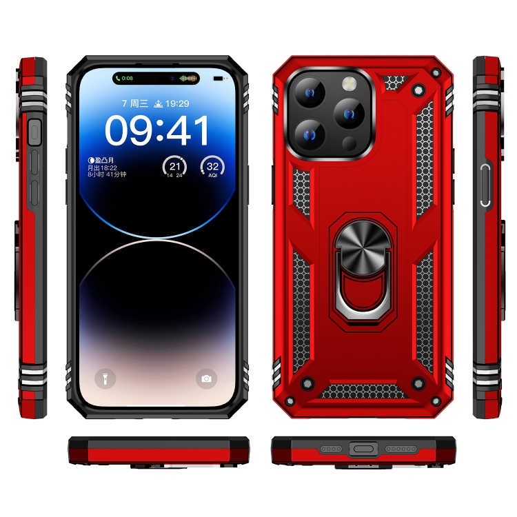  iPhone 15 Pro Skal Hybrid Armor Ring Röd