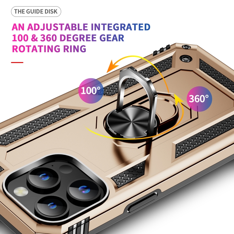  iPhone 15 Pro Skal Hybrid Armor Ring Guld