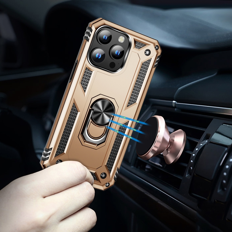  iPhone 15 Pro Skal Hybrid Armor Ring Guld