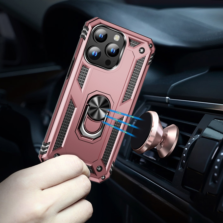  iPhone 15 Pro Skal Hybrid Armor Ring Roséguld