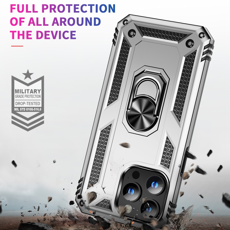  iPhone 15 Pro Skal Hybrid Armor Ring Silver