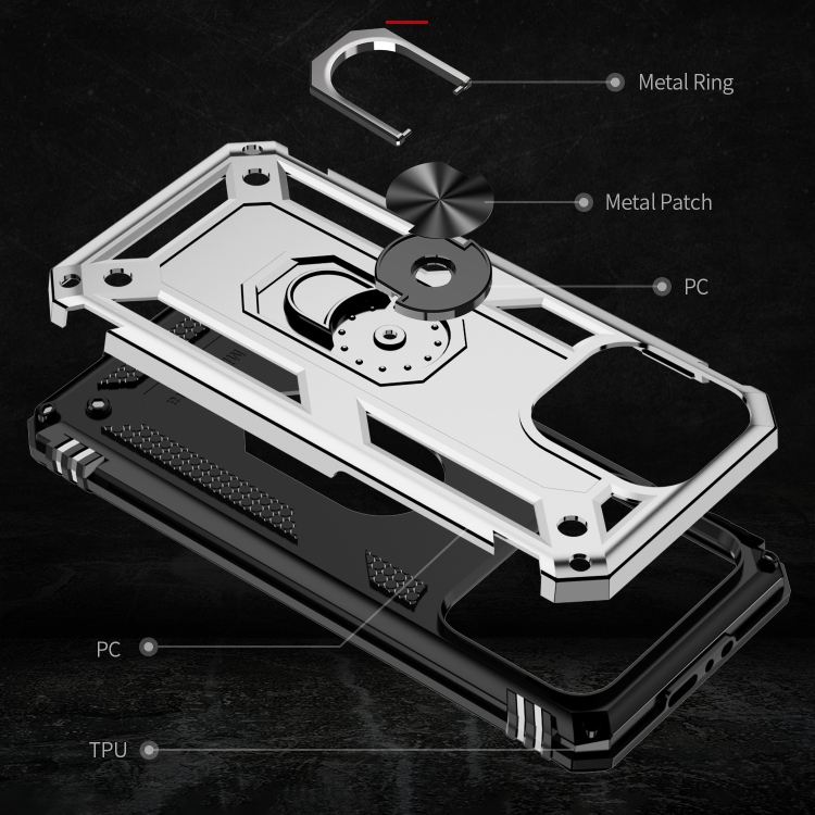  iPhone 15 Pro Skal Hybrid Armor Ring Silver