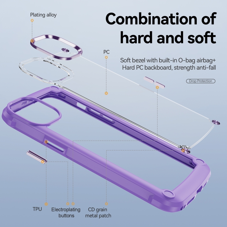  iPhone 15 Pro Skal Shockproof Armor Hybrid Lila